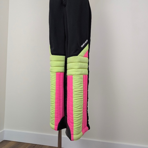 80s Sunice Snow Ski Pants Neon Vintage Retro Padded High Waisted - Picture 9 of 13